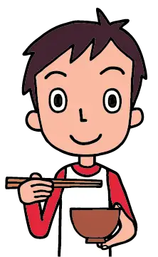 おわんとお箸を持つ男の子