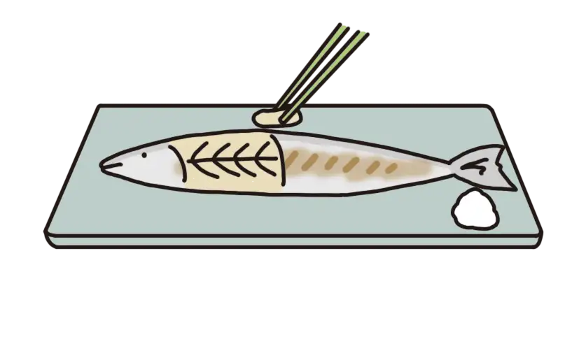 焼き魚の上の身の食べ進め方