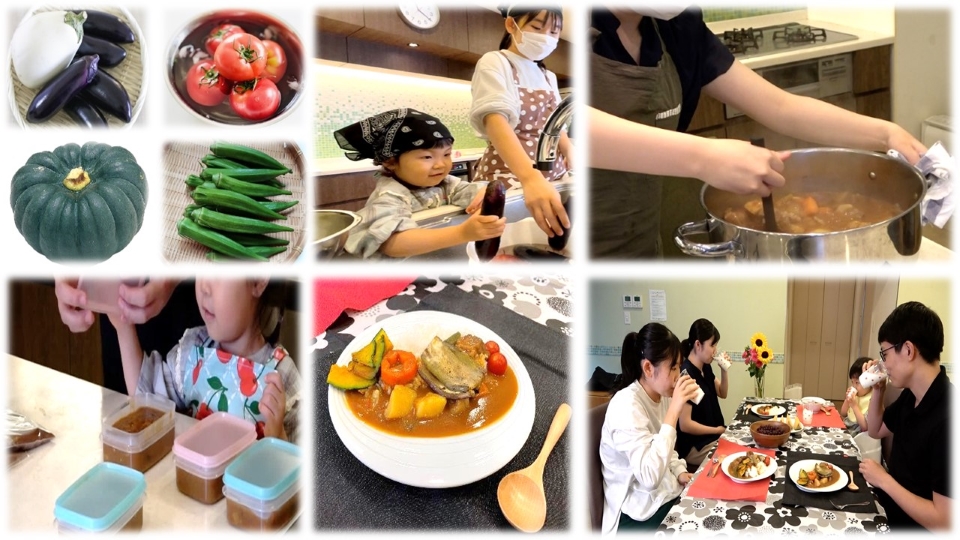 野菜と料理をする子どもの写真