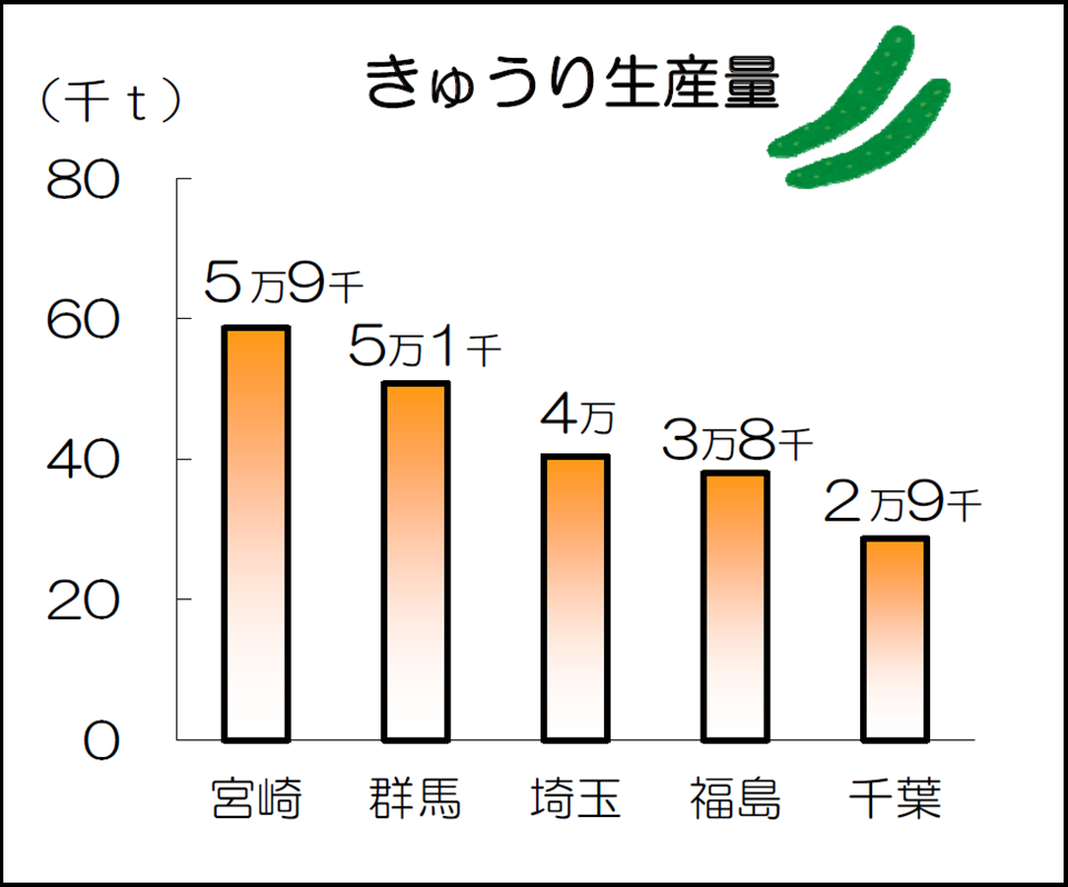 きゅうり生産量上位５都道府県の棒グラフ
