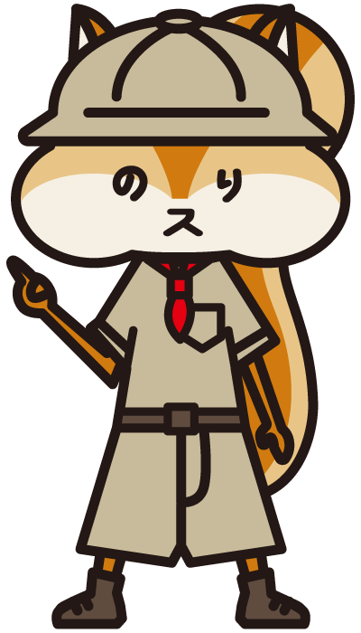  探検隊の服を着た、「のりス」のイラスト