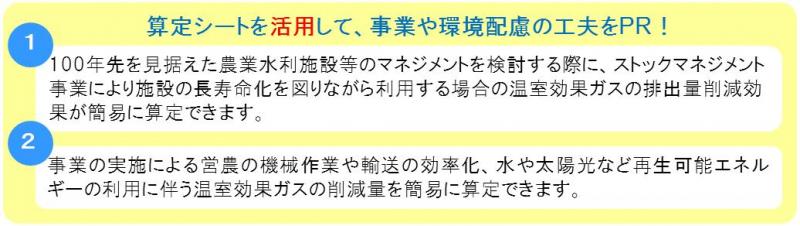 図４算定シートを活用して、事業や環境配慮の工夫をPR