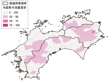 これまで、農林業センサスの農家数と国勢調査の世帯数を組み合わせた農家割合などの分析は、市町村単位でしかできなかった。
