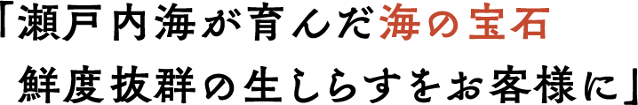 瀬戸内海が育んだ海の宝石　鮮度抜群の生しらすをお客様に