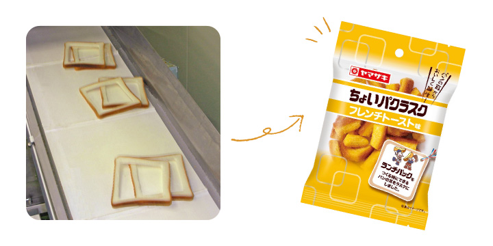 写真:ランチパック製造で残ったパンの耳を別商品に