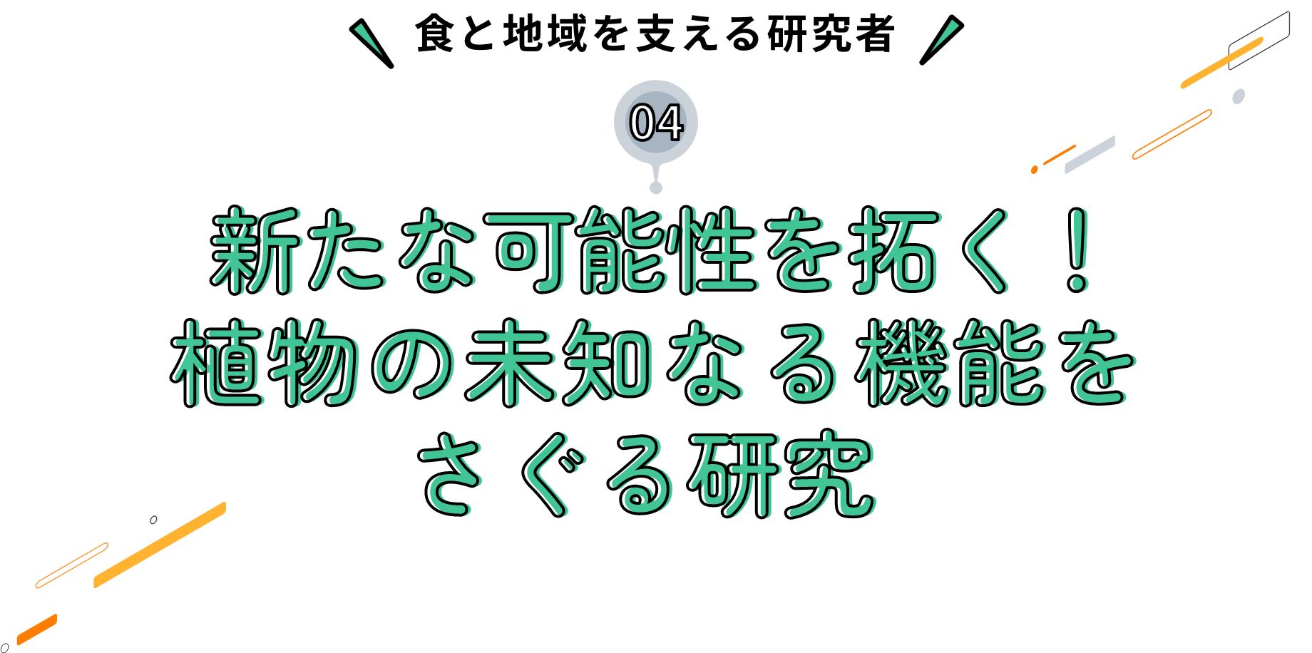 食と地域を支える研究者 新たな可能性を拓く!植物の未知なる機能をさぐる研究