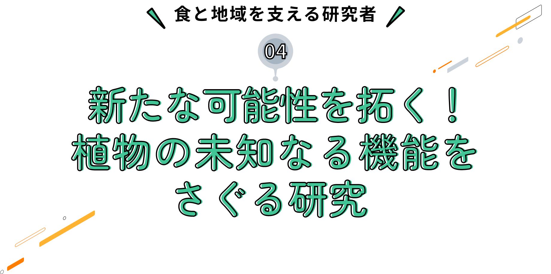 食と地域を支える研究者 新たな可能性を拓く！植物の未知なる機能をさぐる研究