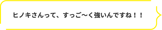 ヒノキさんって、すっご~く強いんですね!!