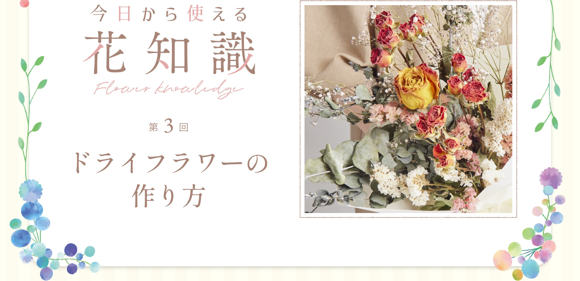 今日から使える花知識 第3回 ドライフラワーの作り方