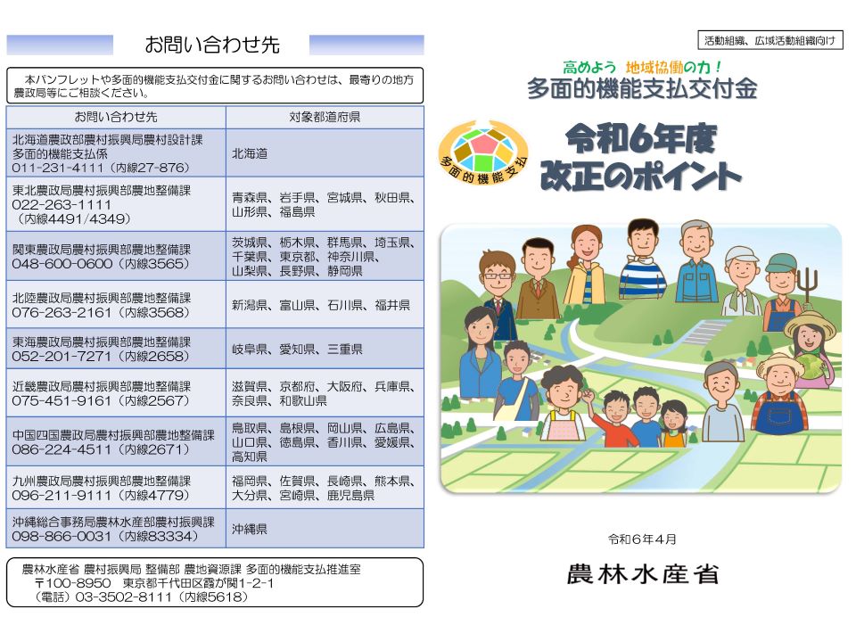 多面的機能支払交付金（改正のポイント）