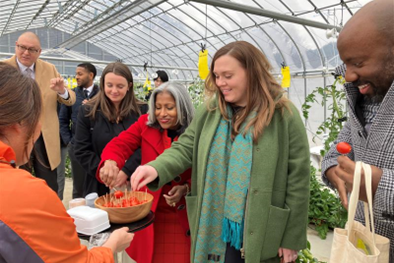 U.S. delegation enjoying eating genome-edited tomatoes at the University of Tsukuba.  