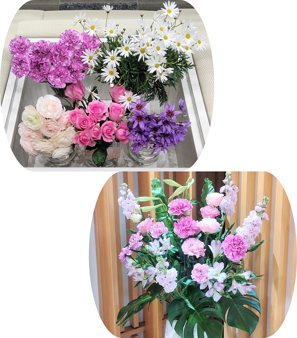 神奈川県産マーガレットなど5種類の切り花とフラワーアレンジメント
