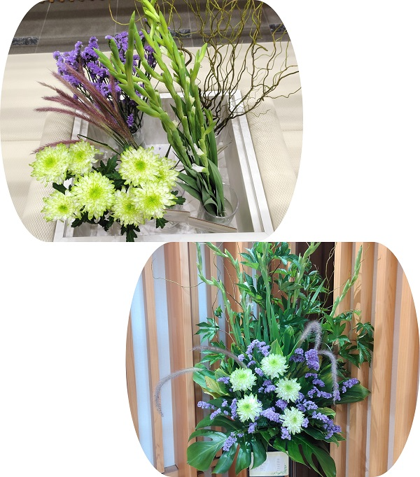 長野県産グラジオラスなど5種類の切り花等とフラワーアレンジメント