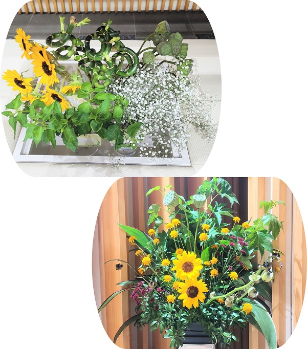 千葉県産ヒマワリなど5種類の切り花等とフラワーアレンジメント