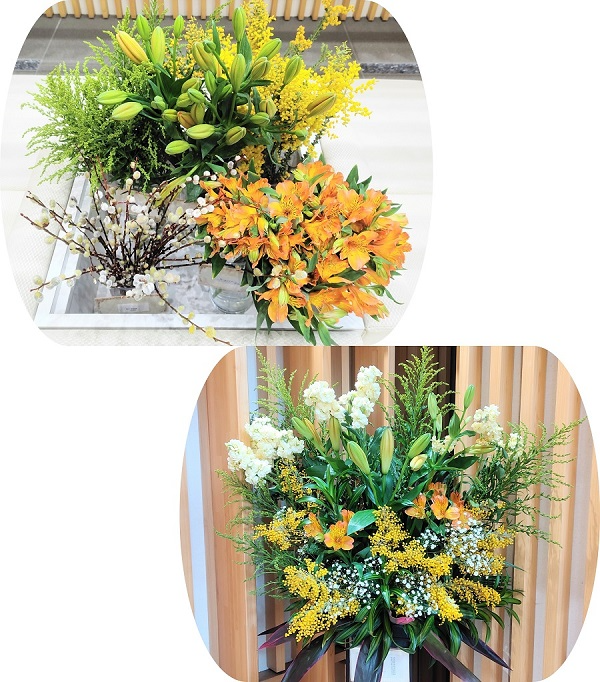 茨城県産ネコヤナギなど5種類の切り花等とフラワーアレンジメント