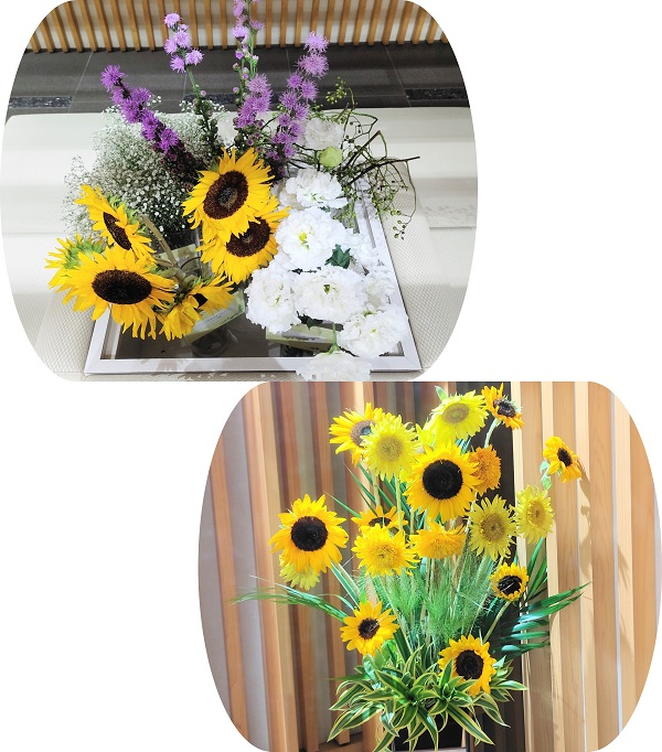 北海道産ヒマワリなど5種類の切り花等とフラワーアレンジメント
