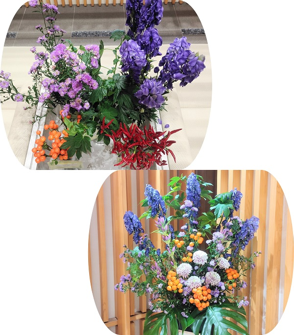 群馬県産アコニタムなど5種類の切り花等とフラワーアレンジメント