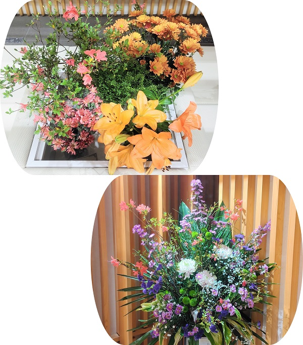 秋田県産スプレーマムなど5種類の切り花等とフラワーアレンジメント