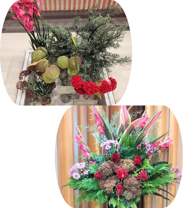 茨城県産グラジオラスなど5種類の切り花等とフラワーアレンジメント