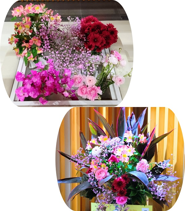 宮崎県産スイートピーなど5種類の切り花等とフラワーアレンジメント