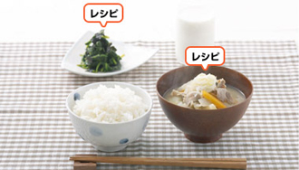  具沢山豚汁・ホウレン草海苔和え