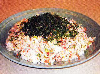 茗荷と枝豆の鮭ずし
