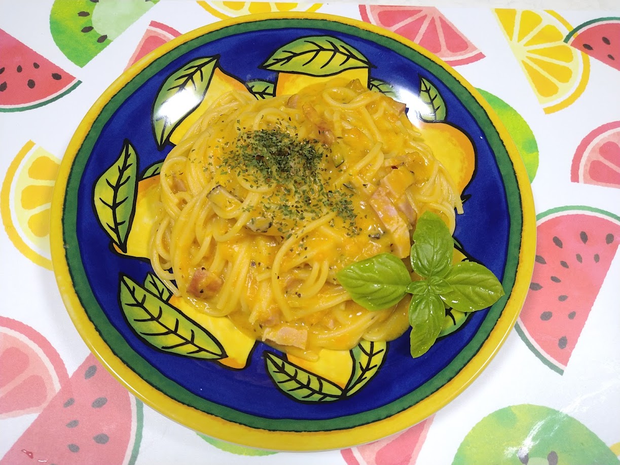 レンジで簡単!かぼちゃクリームパスタ