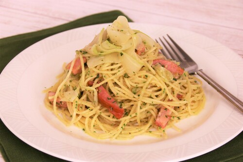 99.セロリのジェノベーゼ風パスタ.JPG