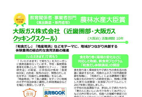 大阪ガス株式会社（近畿圏部・大阪ガスクッキングスクール）