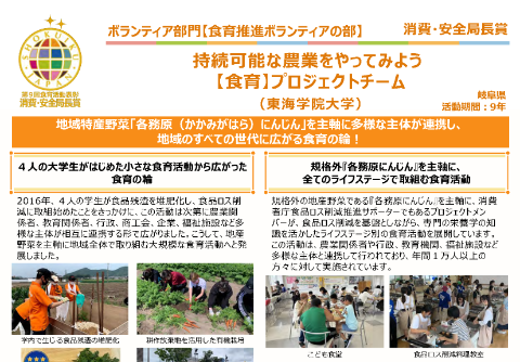 持続可能な農業をやってみよう【食育】プロジェクトチーム（東海学院大学）