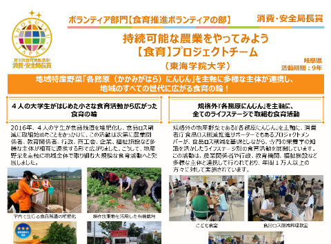 持続可能な農業をやってみよう【食育】プロジェクトチーム（東海学院大学）
