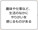 趣味や仕事など、生活のなかにやりがいを感じるものがある