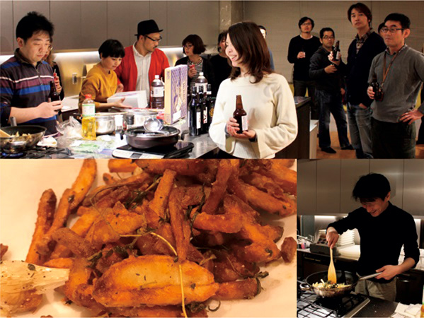 全社員が集まる総会で、揚げたてのトスカーナフライドポテトを提供