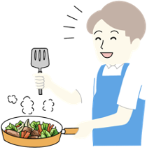 料理をするお父さんのイラスト