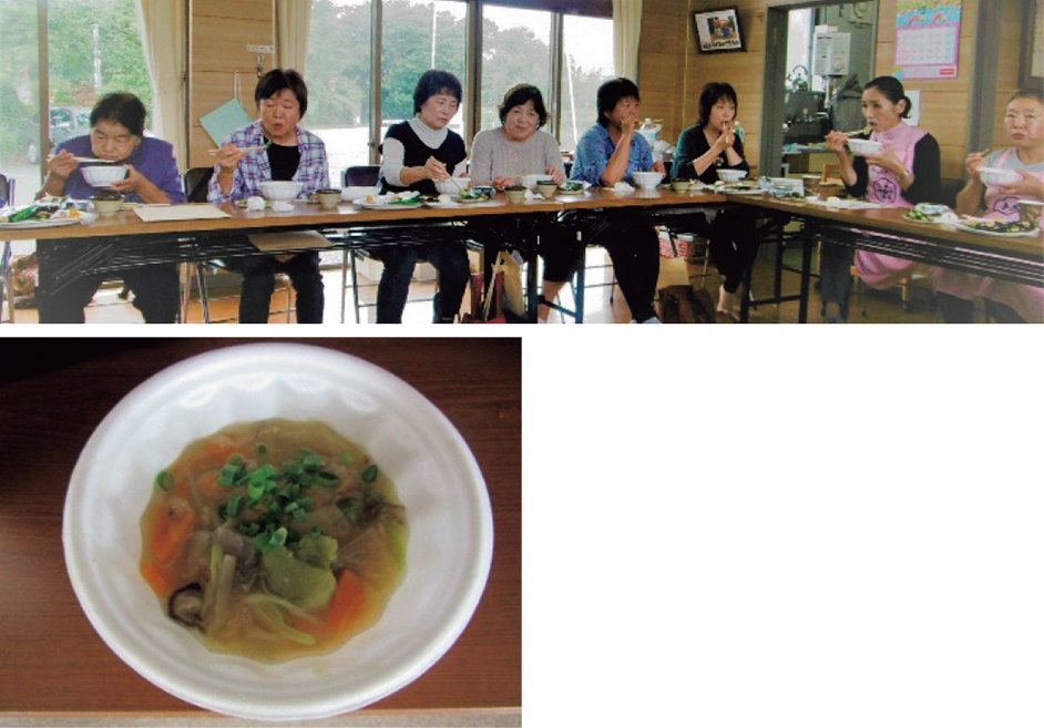 オリジナルメニューで放射性物質と食品の安全について学ぶ様子