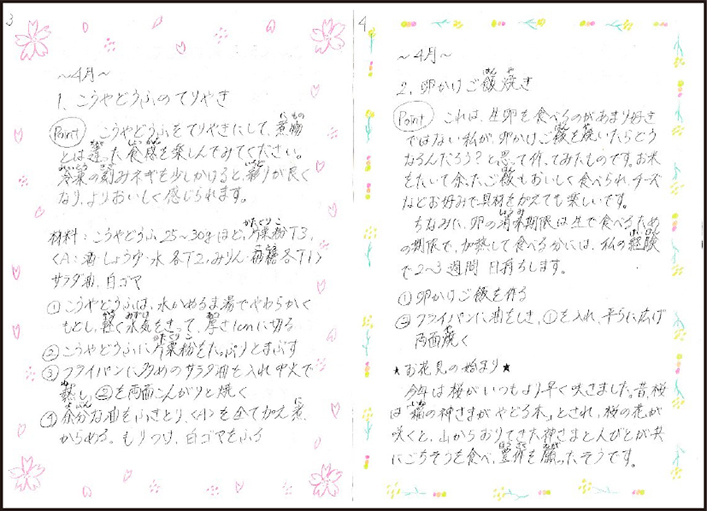 学生が作成したレシピ