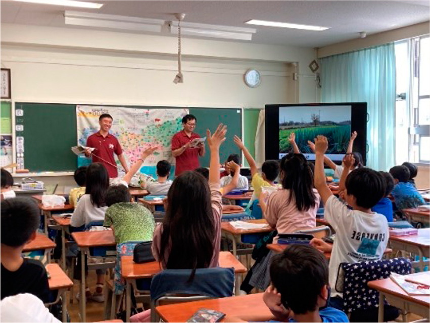 児童が挙手している場面