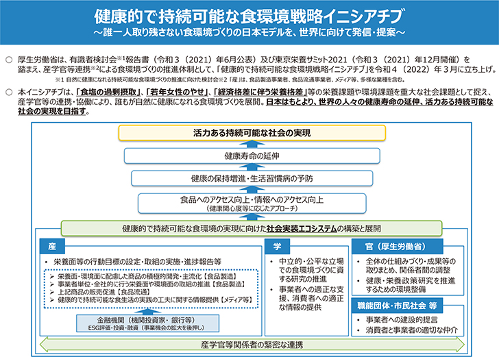 「健康的で持続可能な食環境戦略イニシアチブ」が目指す世界の概念図