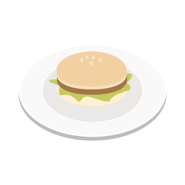 ハンバーガー　1つ（主菜2つ）