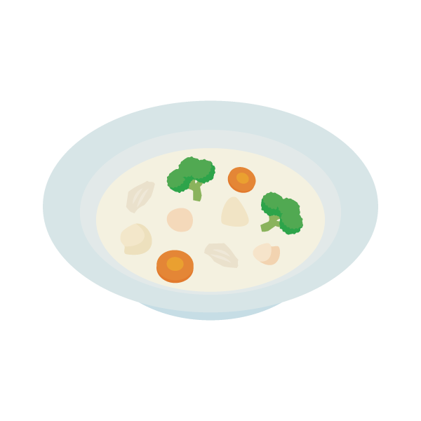 クリームシチュー　2つ（副菜3つ，牛乳・乳製品1つ）