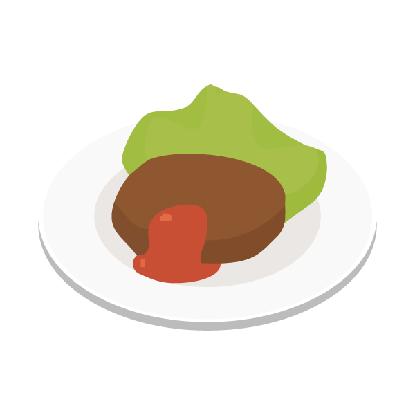 ハンバーグ　3つ（副菜1つ）