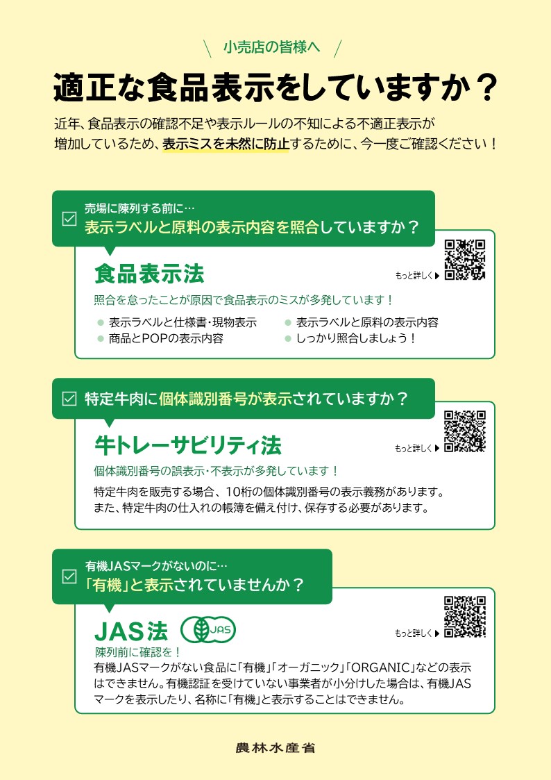 適正な食品表示をしていますか?