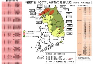韓国アフリカ豚熱発生状況