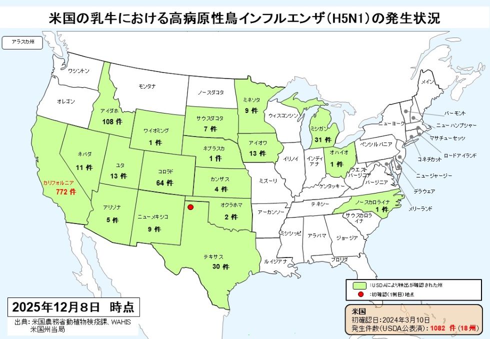 251208_米国の乳牛におけるHPAI発生状況