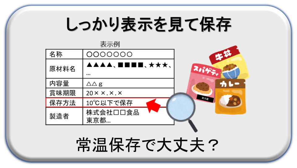 しっかり表示を見て保存　常温保存で大丈夫？