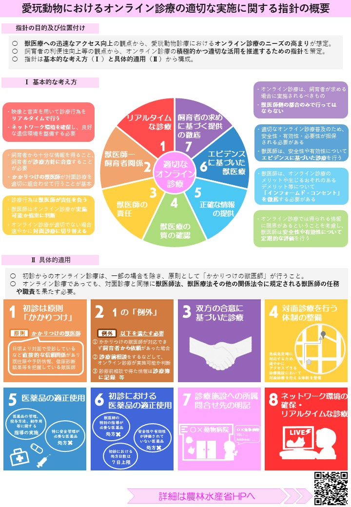 愛玩動物におけるオンライン診療の適切な実施に関する指針の概要