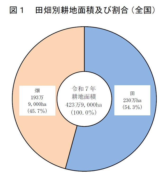 図1 田畑別耕地面積及び割合(全国)