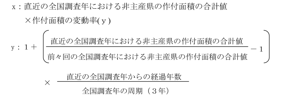 非主産県の作付面積の合計値の算出式