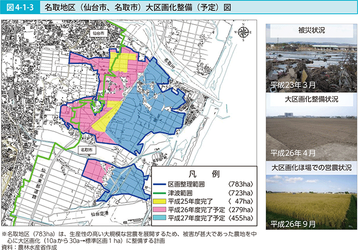 図4-1-3 名取地区(仙台市、名取市)大区画化整備(予定)図