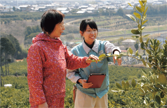 女性営農指導員による技術指導の様子 とぴあ浜松農業協同組合 農林水産省